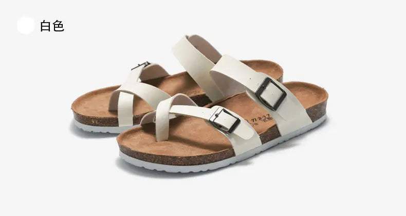 Men's Cork Style Beach Sandals – Metal Detail, EVA Sole, Fashion Summer Flip Flops