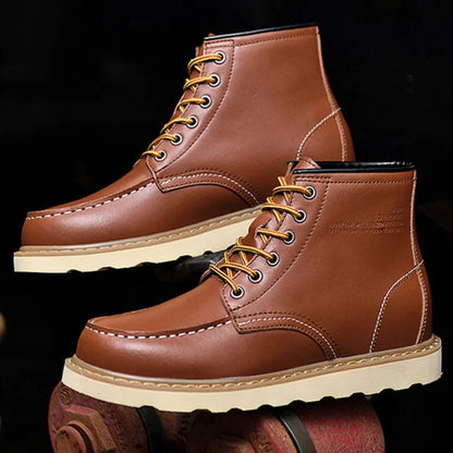 Men's Elevator Hidden Heel Boots – Height Increasing 6CM 8CM 10CM, Microfiber Leather, Warm Lining