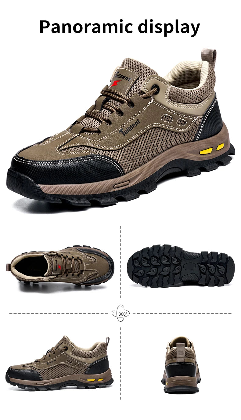 Men's Anti-Piercing Work Safety Boots – Puncture-Proof, Lace-Up, Protective Summer Shoes