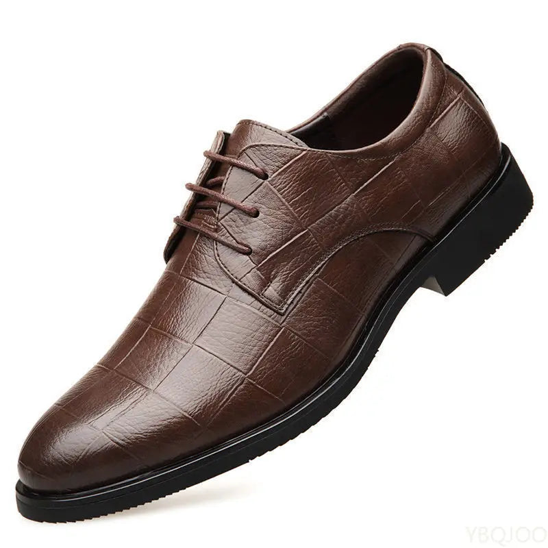 Men's Soft Sole Business Casual Loafers – Breathable PU, Lace-Up, Versatile Work Shoes