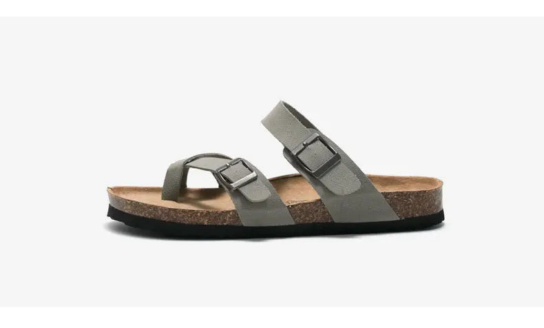 Men's Cork Style Beach Sandals – Metal Detail, EVA Sole, Fashion Summer Flip Flops