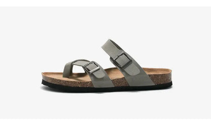 Men's Cork Style Beach Sandals – Metal Detail, EVA Sole, Fashion Summer Flip Flops