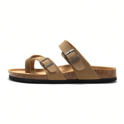 Men's Cork Style Beach Sandals – Metal Detail, EVA Sole, Fashion Summer Flip Flops