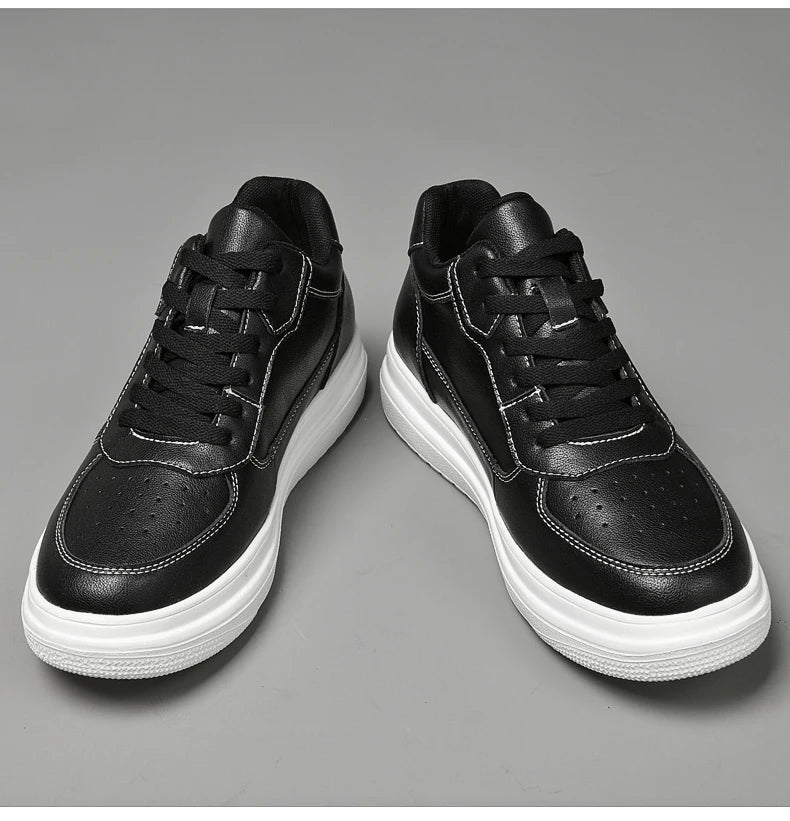 Men's Height Increasing Leather Platform Sneakers – 6/8/10cm Elevator Lace-Up Luxury Shoes