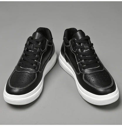 Men's Height Increasing Leather Platform Sneakers – 6/8/10cm Elevator Lace-Up Luxury Shoes