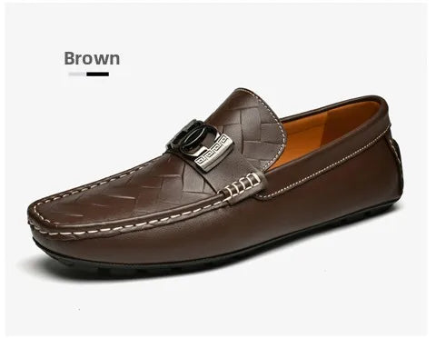 Men's Top-Grain Cowhide Business Casual Leather Loafers – Breathable, Sophisticated Summer Shoes