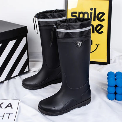 German Style Men's Rain Boots Long High Tube Waterproof Outdoor Camping Fishing Snake Bite Resistant Thickened Rubber Shoes