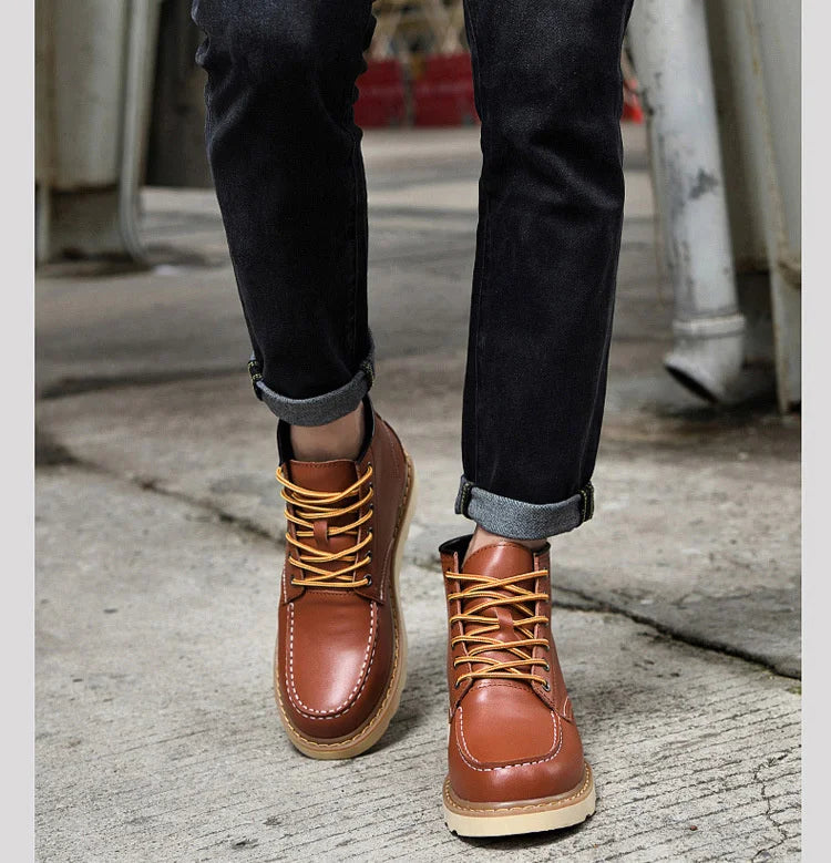 Men's Elevator Hidden Heel Boots – Height Increasing 6CM 8CM 10CM, Microfiber Leather, Warm Lining