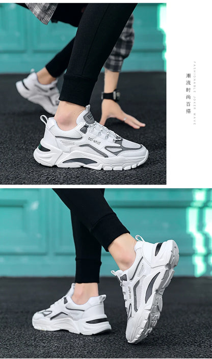 Men's Breathable Mesh Soft Sole Running Sneakers – Lace-Up, All-Season Comfort Walking Shoes