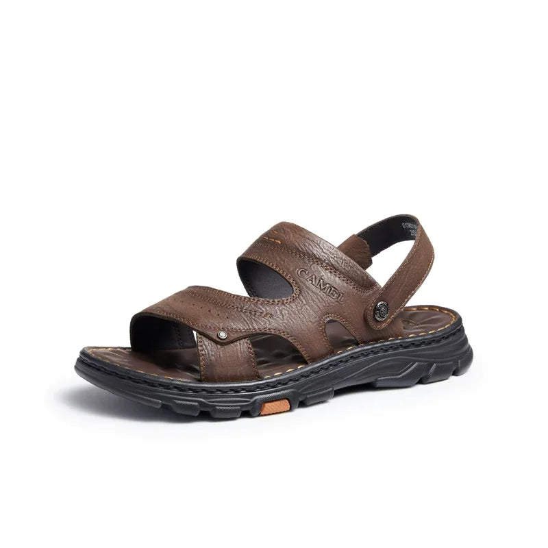 Men's Genuine Cow Leather Sandals – Casual Ankle-Wrap, Lightweight Summer Footwear