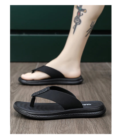 Men's Anti-Slip Waterproof Outdoor Flip Flops – Microfiber, Comfort Beach Sandals