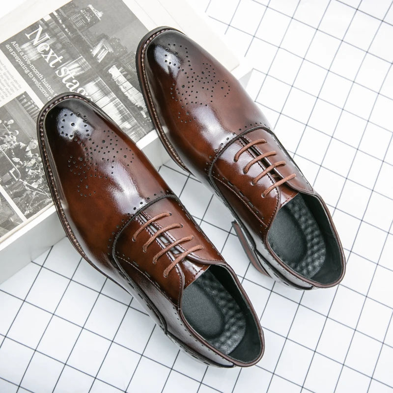 Men's Classic Italian Oxford Dress Shoes – Pointed Toe, Microfiber, Formal Business Shoes