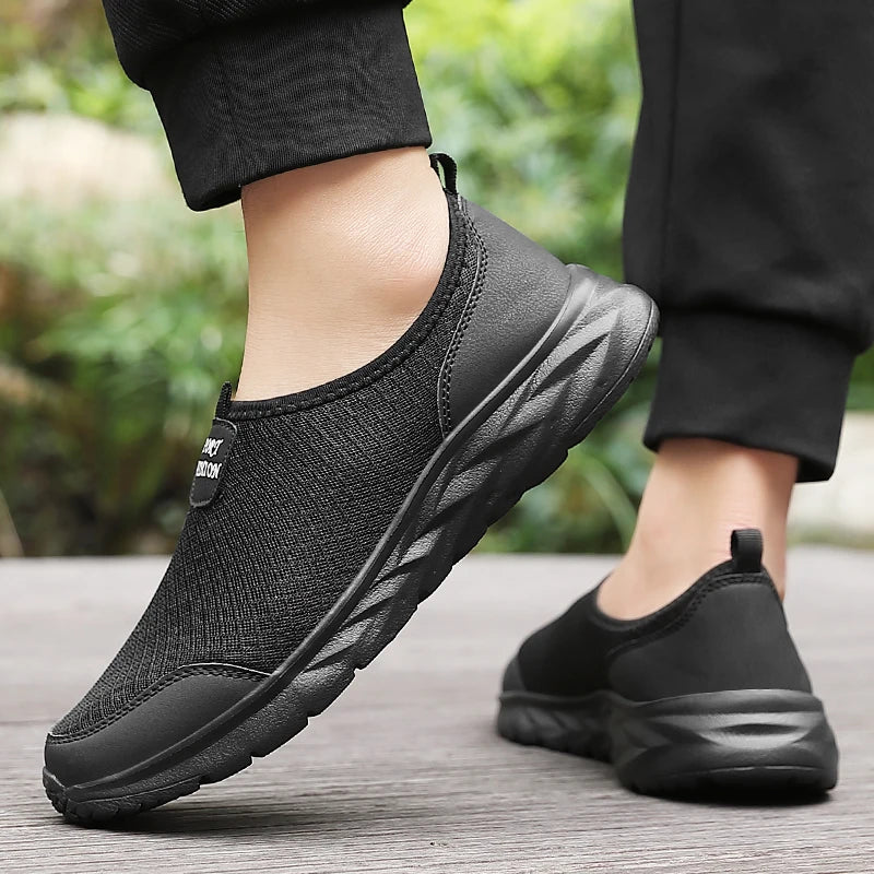 Men's Classic Breathable Mesh Slip-On Sneakers – Lightweight, Anti-Odor, Casual Running Shoes