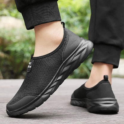 Men's Classic Breathable Mesh Slip-On Sneakers – Lightweight, Anti-Odor, Casual Running Shoes