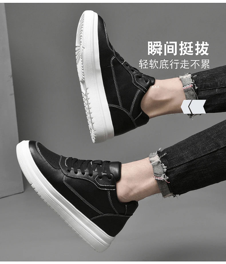 Men's Height Increasing Leather Platform Sneakers – 6/8/10cm Elevator Lace-Up Luxury Shoes
