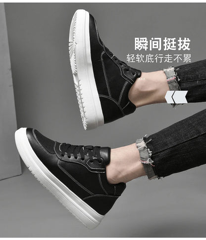 Men's Height Increasing Leather Platform Sneakers – 6/8/10cm Elevator Lace-Up Luxury Shoes