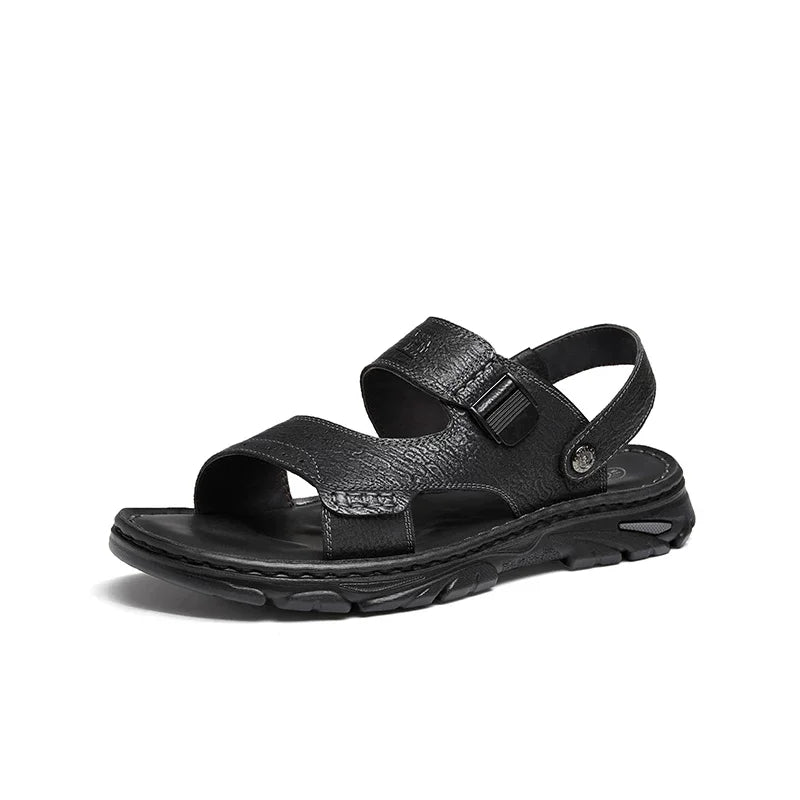 Golden Camel Men's Classic Genuine Leather Sandals – Ankle-Wrap, Lightweight, Casual Outdoor
