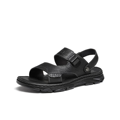 Men's Genuine Cow Leather Sandals – Casual Ankle-Wrap, Lightweight Summer Footwear