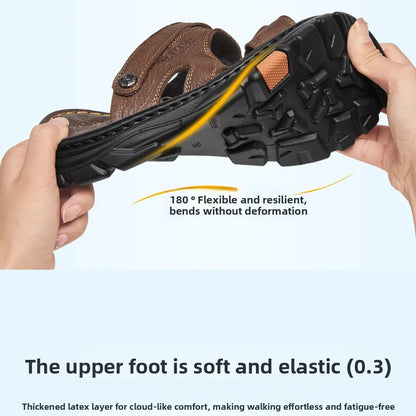 Golden Camel Men's Classic Genuine Leather Sandals – Ankle-Wrap, Lightweight, Casual Outdoor