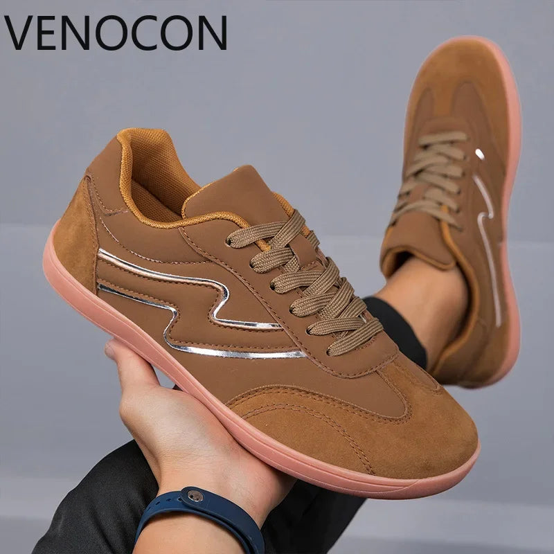 VENOCON Men's Minimalist Barefoot Leather Shoes – Wide Toe Box, Extra Light, Casual Sneakers