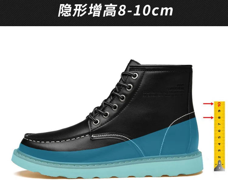 Men's Elevator Hidden Heel Boots – Height Increasing 6CM 8CM 10CM, Microfiber Leather, Warm Lining