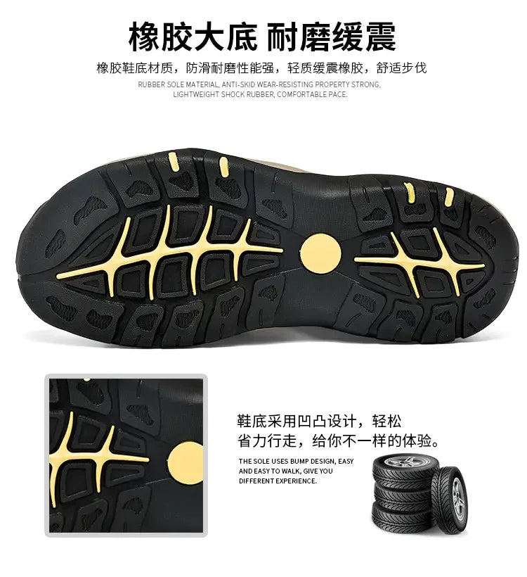 Summer Sandals Men's Baotou Beach Shoes Soft Soled Leather Anti Slip Outdoor Hollow Breathable Daily Casual Men's Shoes Slippers