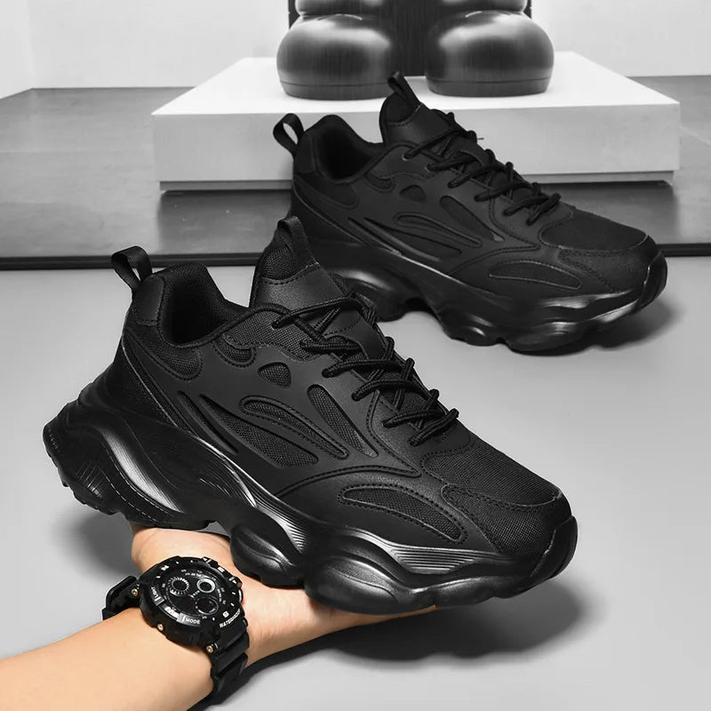 Men's Platform Street Athletic Sneakers – Breathable Air Mesh, Lace-Up, Plus Size Up to 52