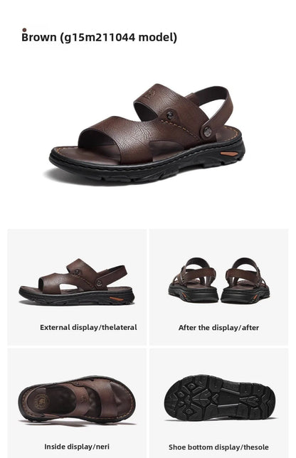 Men's Genuine Cow Leather Sandals – Casual Ankle-Wrap, Lightweight Summer Footwear