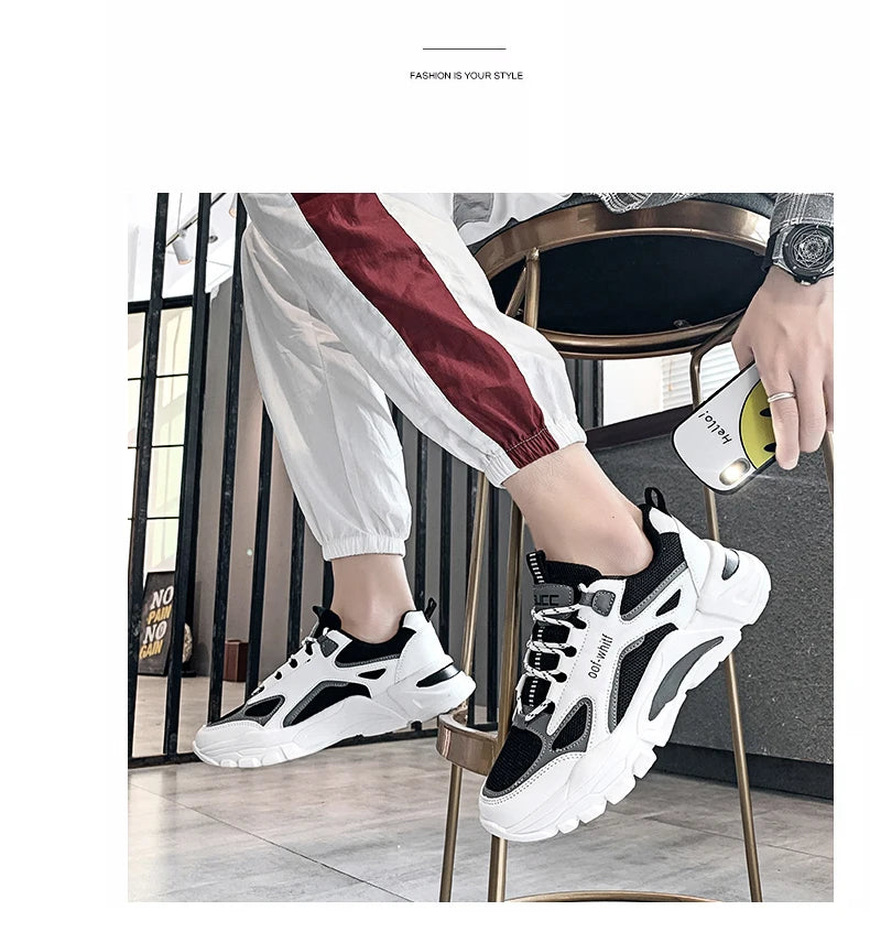 Men's Breathable Mesh Soft Sole Running Sneakers – Lace-Up, All-Season Comfort Walking Shoes