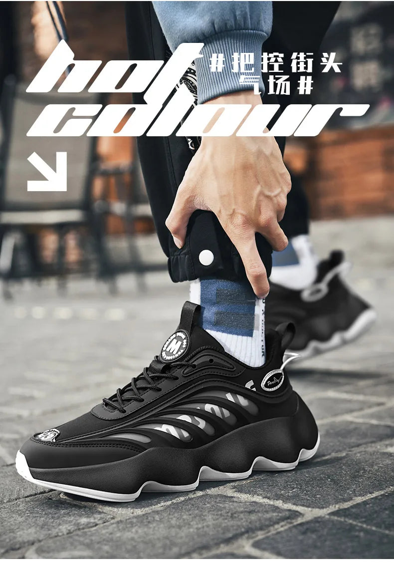Men's Luxury Breathable Sneakers – Lace-Up, Anti-Odor, Casual Trainer Running Shoes