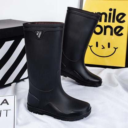 Men's German-Style Waterproof Rain Boots – High Tube, Snake-Bite Resistant, Thickened Rubber