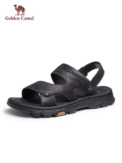 Men's Genuine Cow Leather Sandals – Casual Ankle-Wrap, Lightweight Summer Footwear