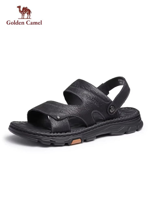 Men's Genuine Cow Leather Sandals – Casual Ankle-Wrap, Lightweight Summer Footwear