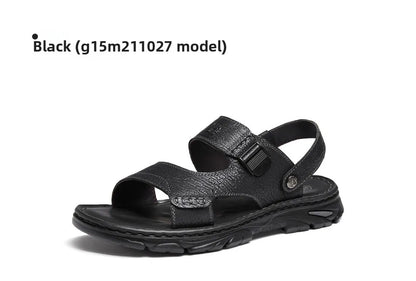 Men's Genuine Cow Leather Sandals – Casual Ankle-Wrap, Lightweight Summer Footwear