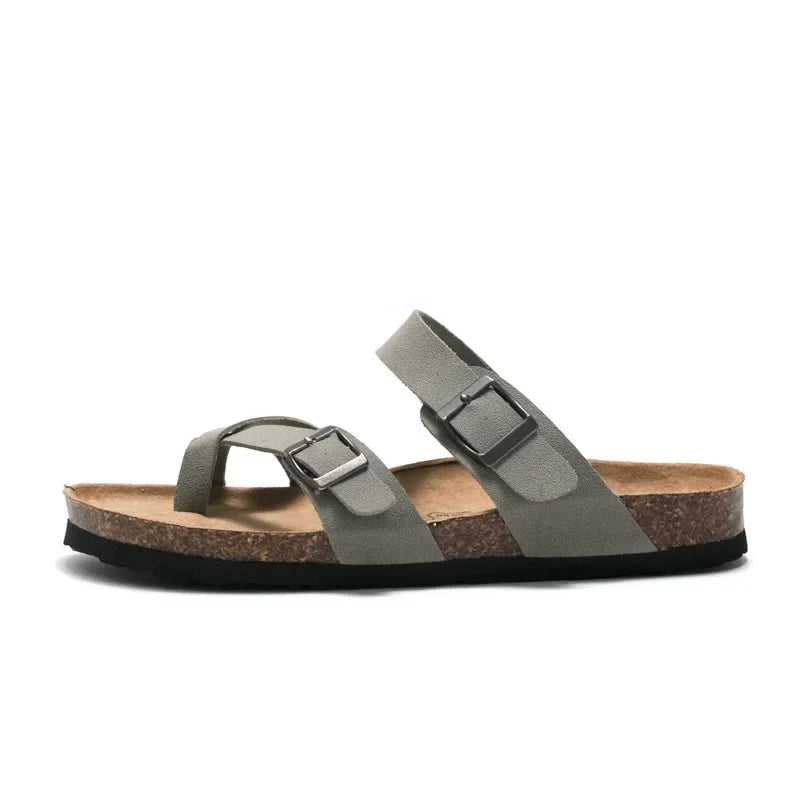 Men's Cork Style Beach Sandals – Metal Detail, EVA Sole, Fashion Summer Flip Flops