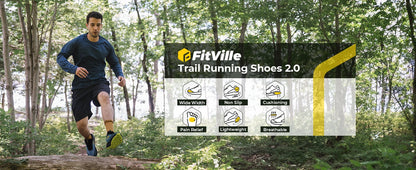 Fitville Trail Wide Running Shoes for Men – Breathable, Soft Cushioning, Foot Pain Relief