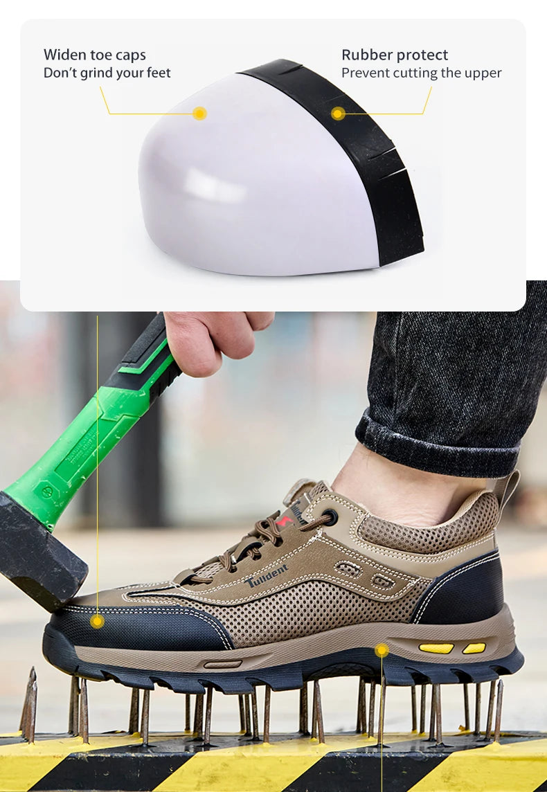 Men's Anti-Piercing Work Safety Boots – Puncture-Proof, Lace-Up, Protective Summer Shoes