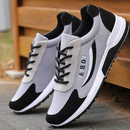 Men's Lace-Up Canvas Training Sneakers – Breathable, Non-Slip, Thick Bottom Casual Shoes