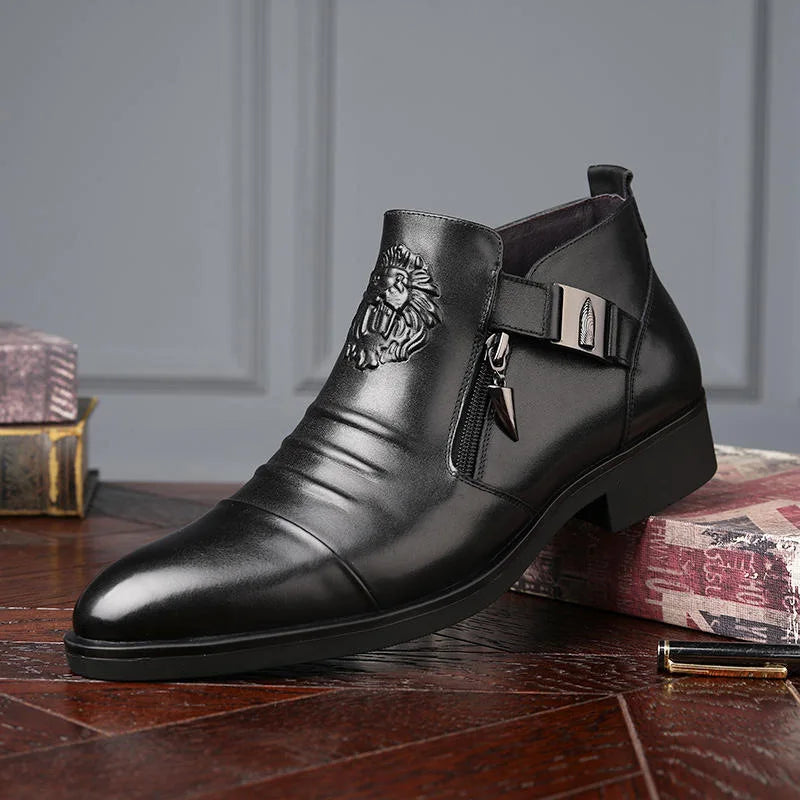 Men's Pointed Toe Chelsea Ankle Boots – British Style, Zip Closure, Business Casual Leather Shoes