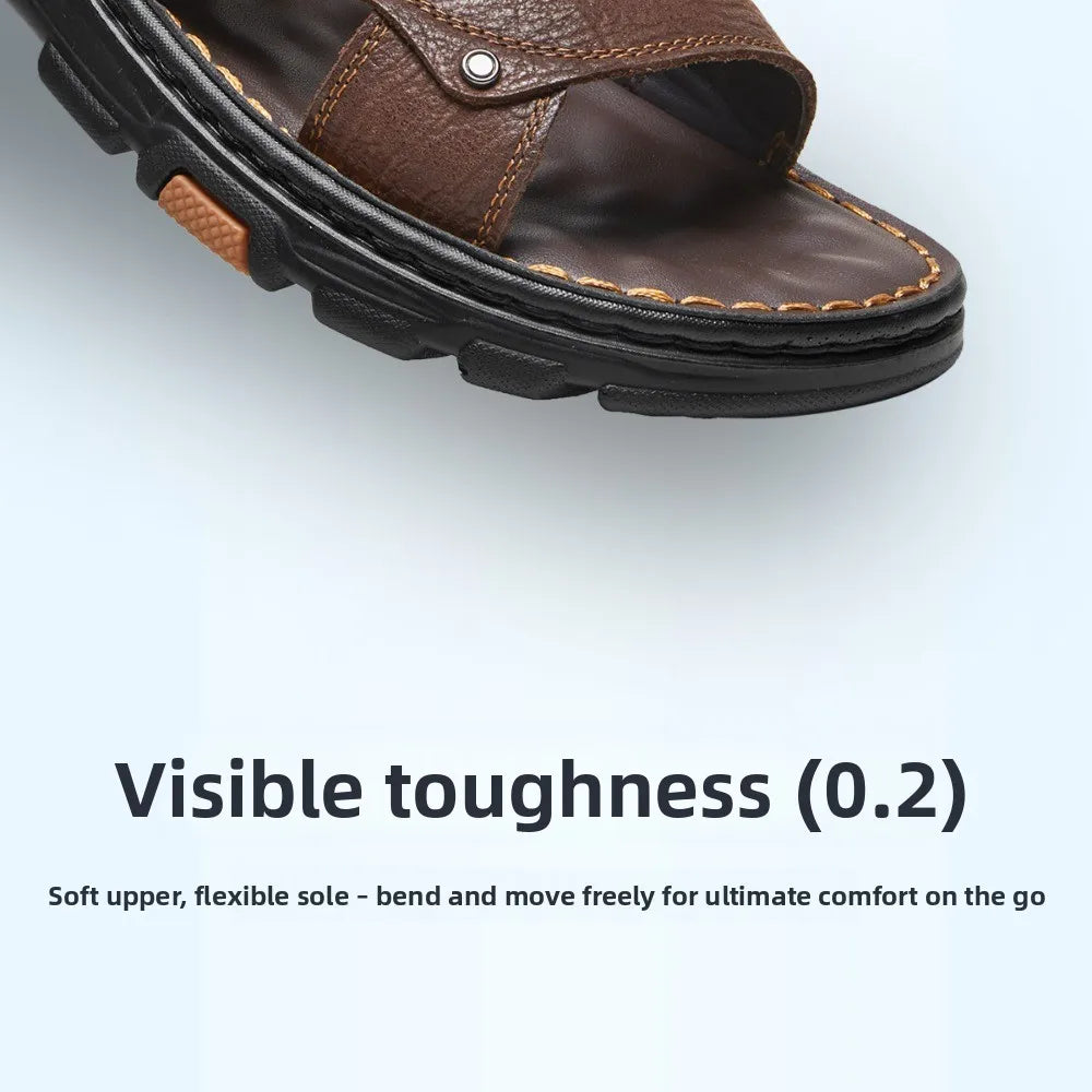 Golden Camel Men's Classic Genuine Leather Sandals – Ankle-Wrap, Lightweight, Casual Outdoor
