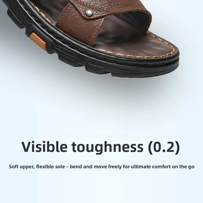 Men's Genuine Cow Leather Sandals – Casual Ankle-Wrap, Lightweight Summer Footwear
