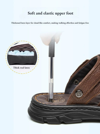 Golden Camel Men's Classic Genuine Leather Sandals – Ankle-Wrap, Lightweight, Casual Outdoor