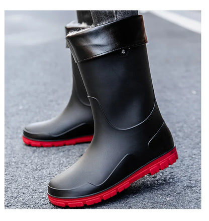 Men's German-Style Waterproof Rain Boots – High Tube, Snake-Bite Resistant, Thickened Rubber