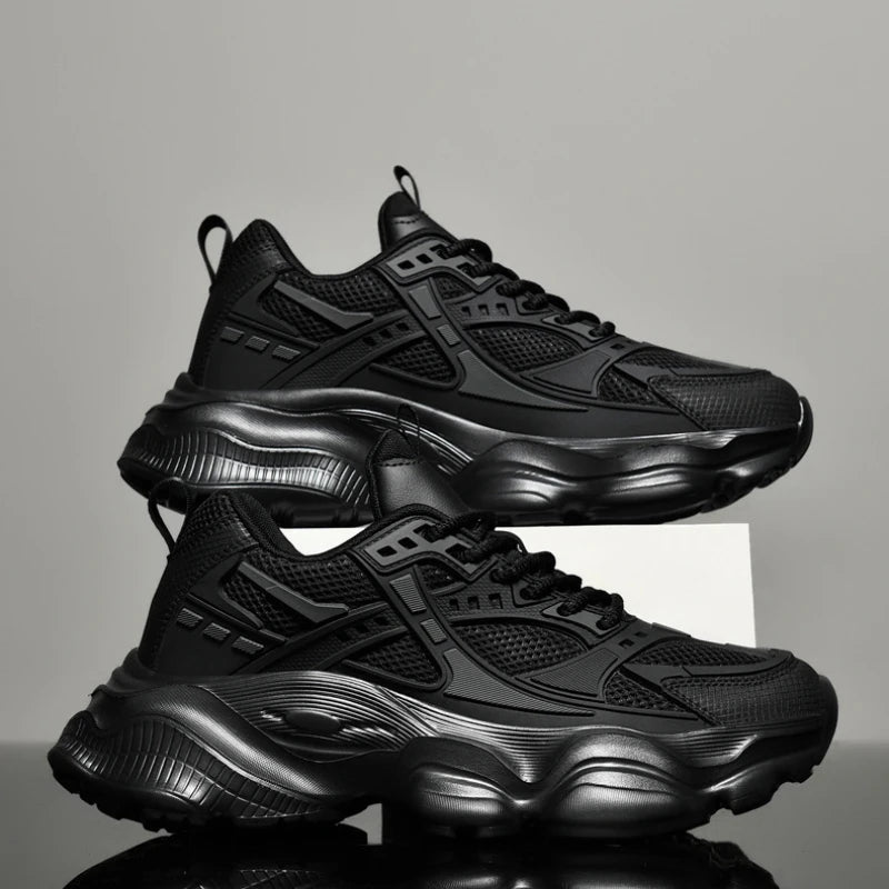 Men's Platform Street Athletic Sneakers – Breathable Air Mesh, Lace-Up, Plus Size Up to 52
