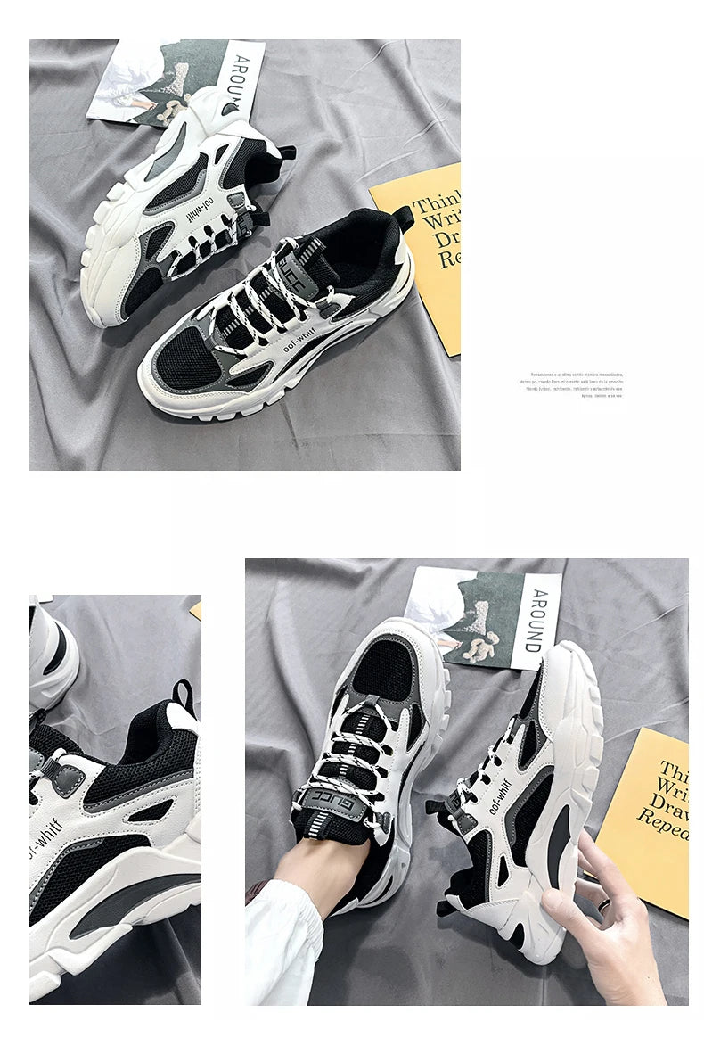 Men's Breathable Mesh Soft Sole Running Sneakers – Lace-Up, All-Season Comfort Walking Shoes
