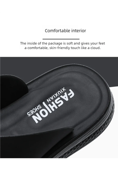 Men's Anti-Slip Waterproof Outdoor Flip Flops – Microfiber, Comfort Beach Sandals