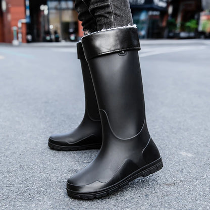 German Style Men's Rain Boots Long High Tube Waterproof Outdoor Camping Fishing Snake Bite Resistant Thickened Rubber Shoes