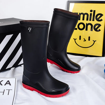German Style Men's Rain Boots Long High Tube Waterproof Outdoor Camping Fishing Snake Bite Resistant Thickened Rubber Shoes