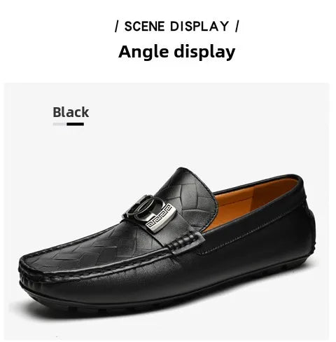 Men's Top-Grain Cowhide Business Casual Leather Loafers – Breathable, Sophisticated Summer Shoes