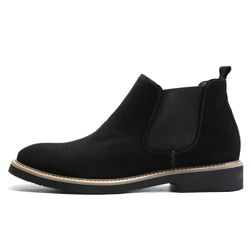 Men's British Style Chelsea Boots – Suede Leather, Slip-On, Pointed Toe Ankle Boots